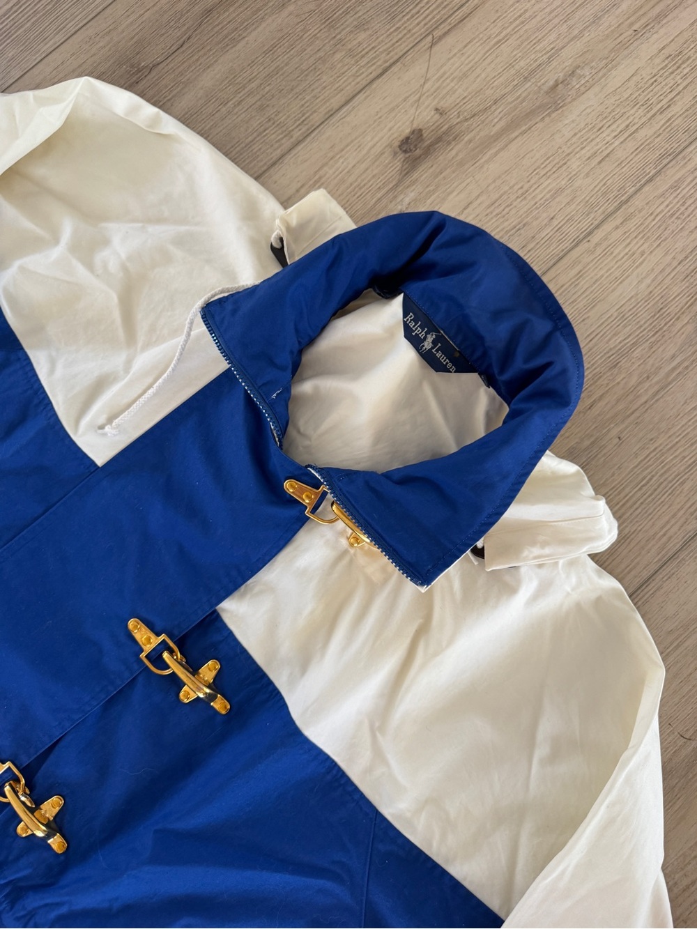 Vintage 90s Ralph Lauren Yacht Club RLYC Fireman Clasp Jacket Blue White size L - Picture 8 of 10